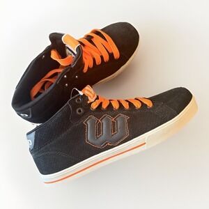 World Industries Scholar Mid Shoes Mens Size 9 Black Orange Suede Skate Sneakers
